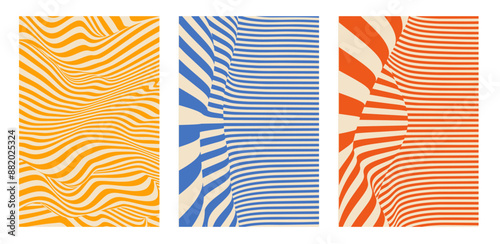 Optical illusion lines Y2k background. Abstract 3d poster. Y2k poster with abstract pattern.