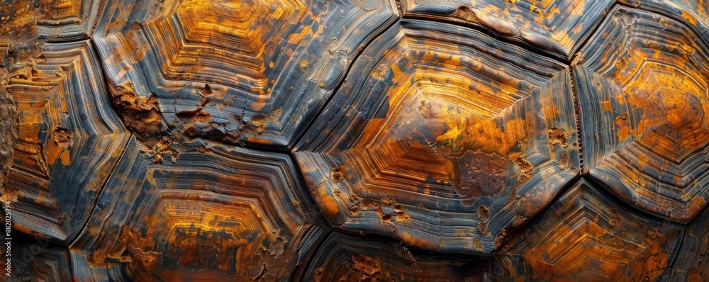 Close up of a turtle shell with intricate patterns. Close up of a turtle shell with intricate patterns.