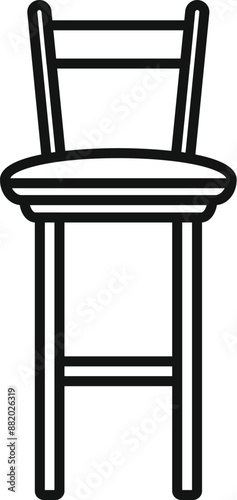 Tall bar stool with a round seat and footrest is standing, suggesting a casual and comfortable seating arrangement