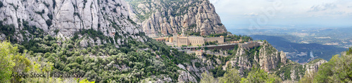 Obraz na płótnie Panoramic view of Santa Maria Abbey in the mountains of Montserrat near Barcelona, Spain w salonie
