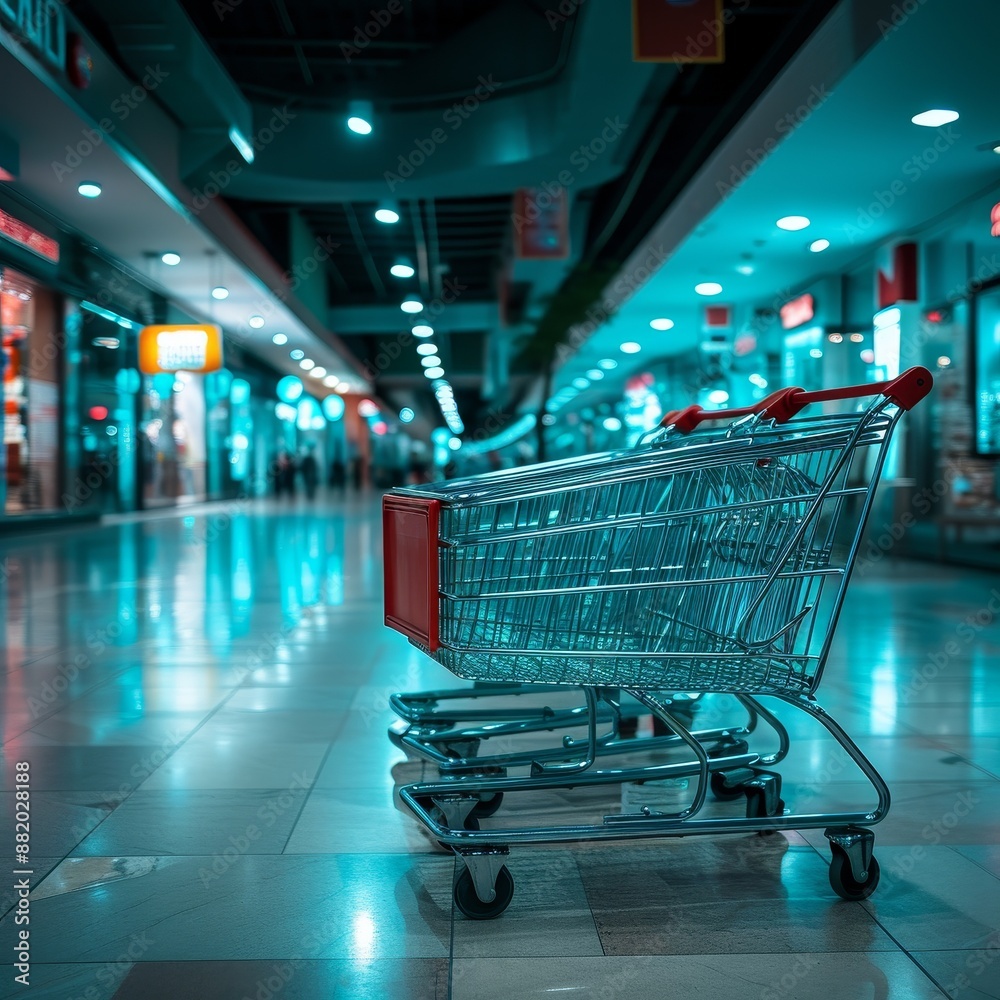 Collection of Shopping Carts in an Empty Mall Collection of Shopping Carts in an Empty Mall