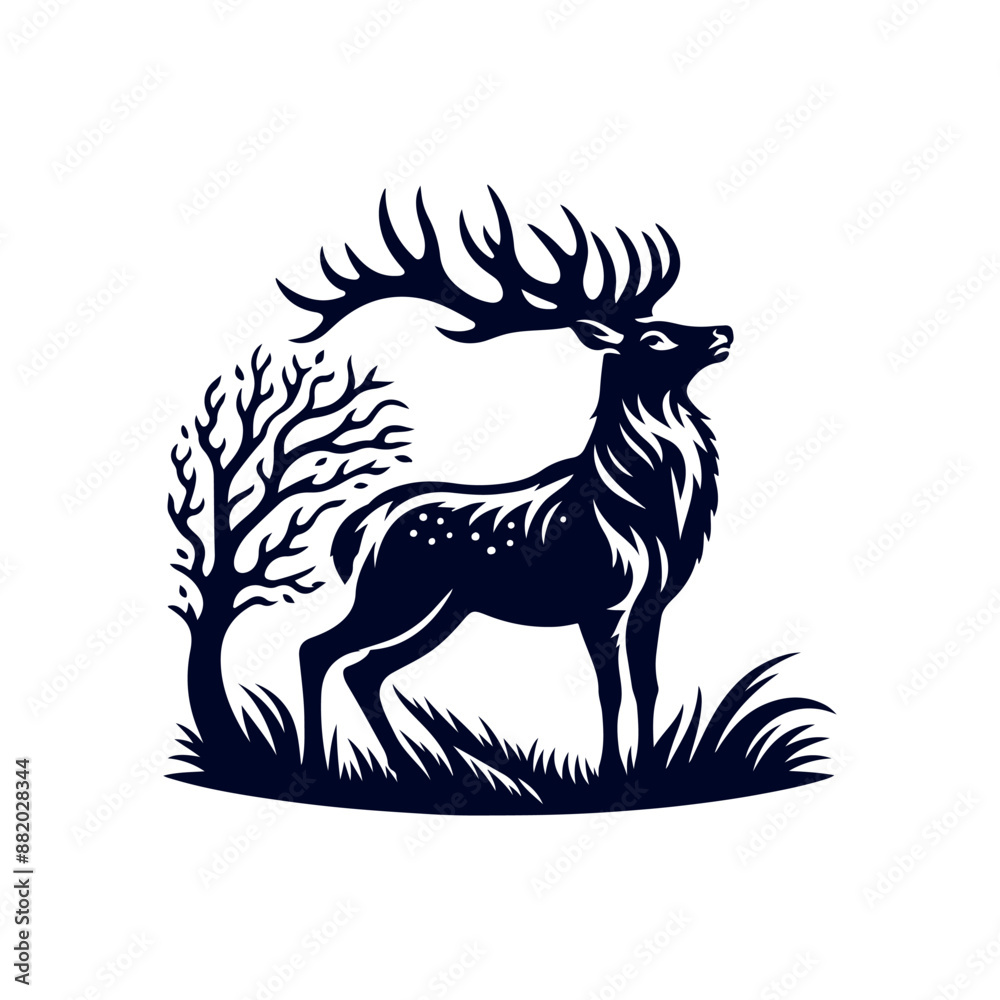 Fototapeta premium Vector Deer silhouette design illustration template