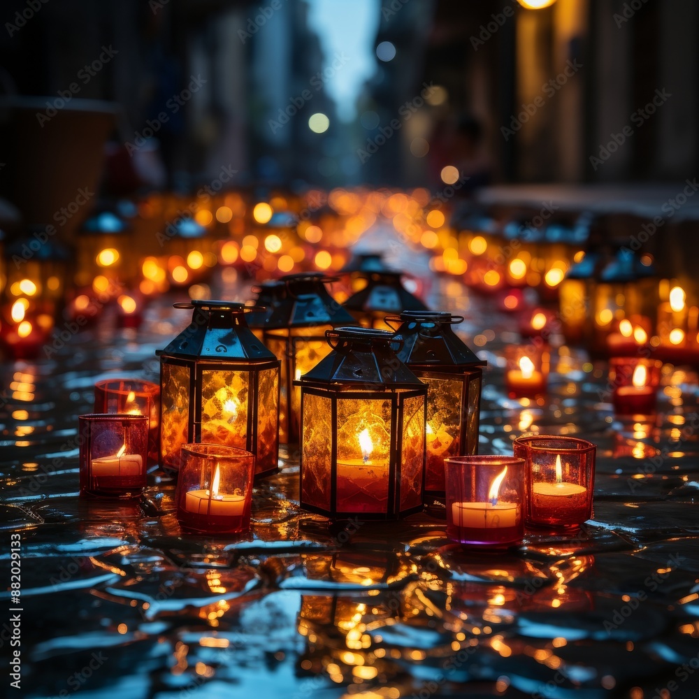 Obraz premium Vibrant and Colorful Happy Diwali Night The Festival of Light