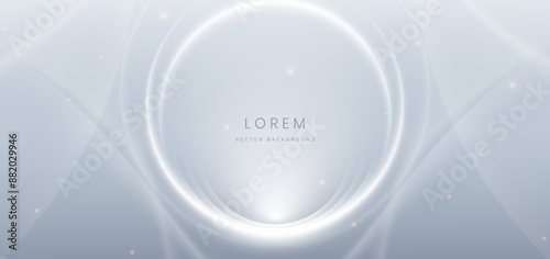 Abstract white circles lines on grey background. with lighting effect sparkle. Frame circle for product design.