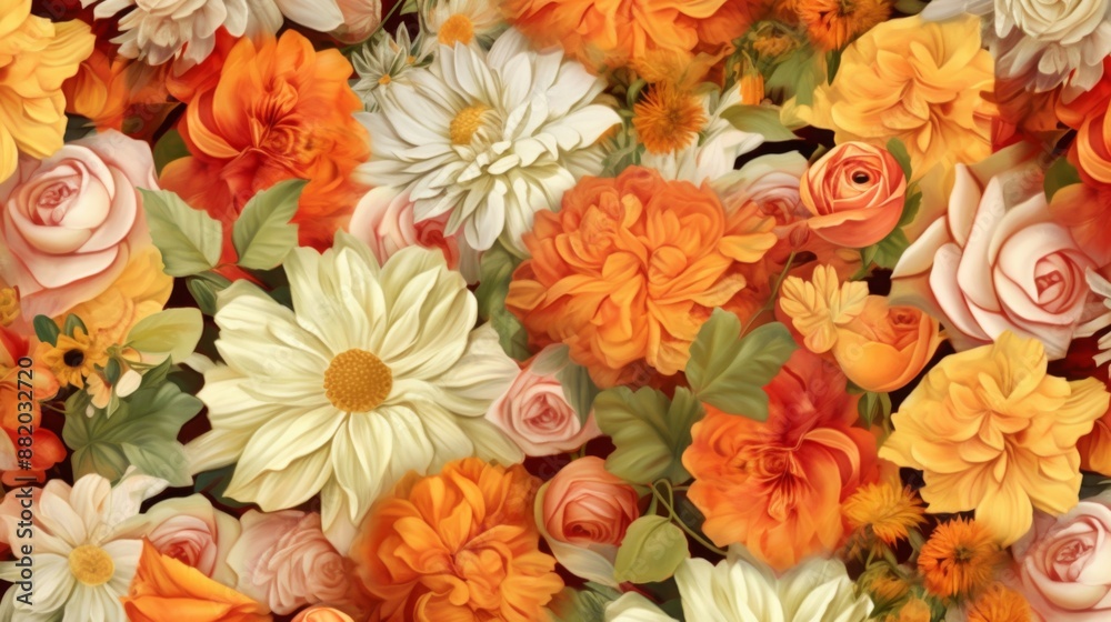 Floral Symphony: A Tapestry of Orange and White Floral Symphony: A Tapestry of Orange and White
