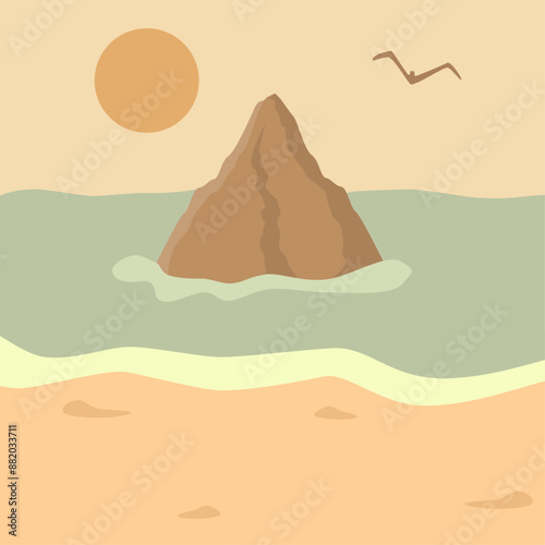 landscape of hill in the sea