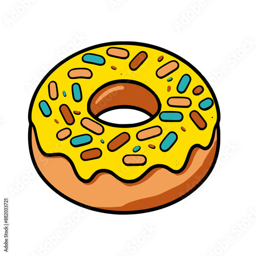 donut with yellow icing 