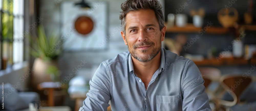 Fototapeta premium Portrait of a Middle-Aged Man in a Casual Setting