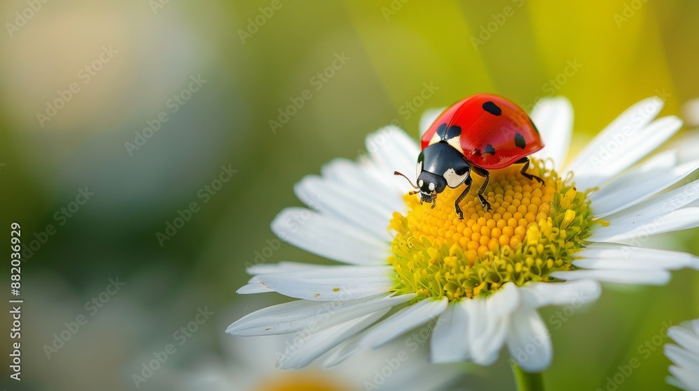 Ladybug on a Daisy in a Sunlit Meadow Ladybug on a Daisy in a Sunlit Meadow