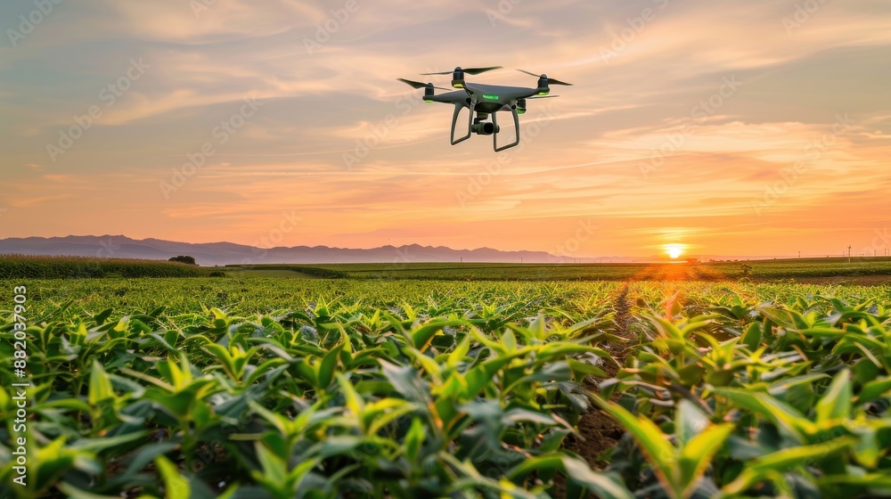 An agritech facility where researchers are using drones and sensors to monitor and optimize crop health, applying data analytics and precision farming techniques for sustainable agriculture An agritech facility where researchers are using drones and sensors to monitor and optimize crop health, applying data analytics and precision farming techniques for sustainable agriculture