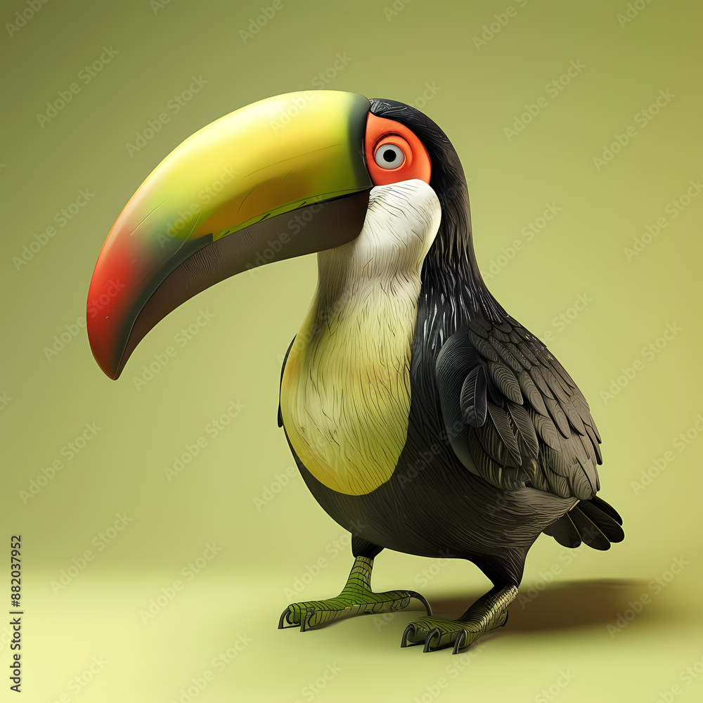 Naklejka premium 3D toucan vector image,very artistic fashion