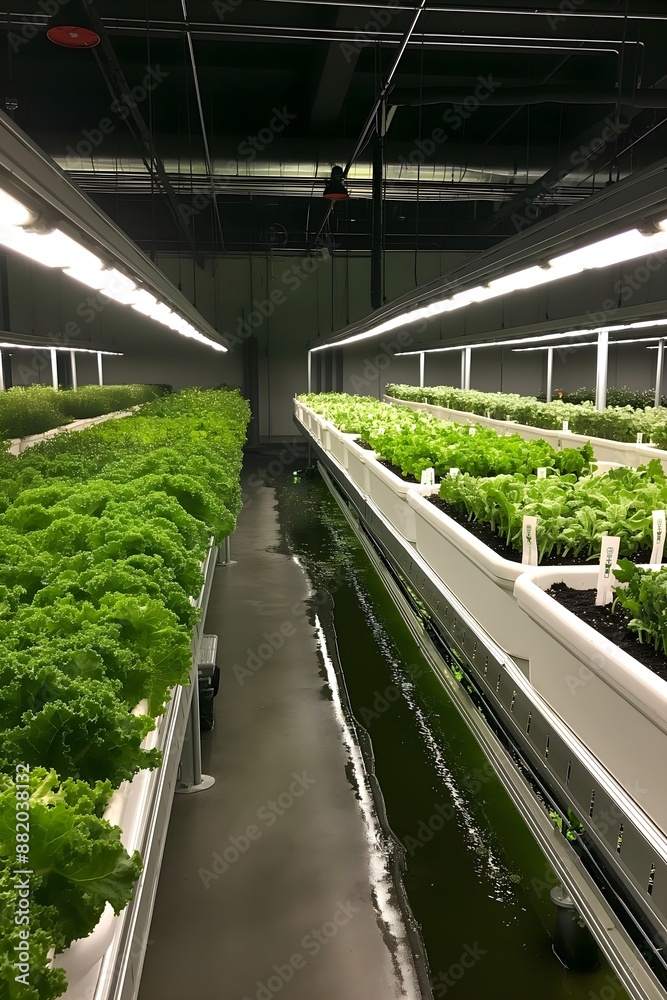 Hydroponics farming industry, method of growing food without soil, LED lighting and water. Hydroponics farming industry, method of growing food without soil, LED lighting and water.