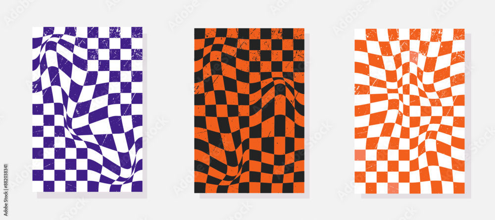 Halloween 80s background retro background in the form of a grid. Y2K wavy print in orange, purple and black colors for textiles, wrapping paper, wallpaper, web design and social networks. Halloween 80s background retro background in the form of a grid. Y2K wavy print in orange, purple and black colors for textiles, wrapping paper, wallpaper, web design and social networks.