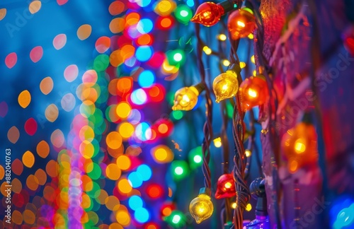 Colorful String Lights With Bokeh Background During Evening Hours