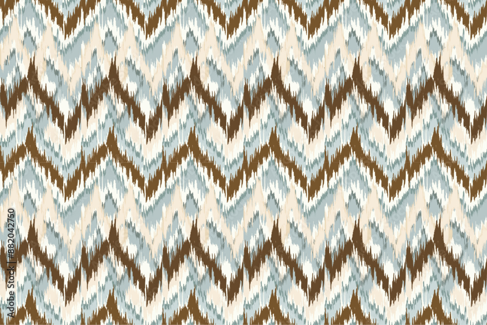 Fototapeta premium Ikat seamless pattern, geometric design, motif ethnic handmade, Ikat ethnic tribal, boho colors seamless wallpaper. Ethnic Ikat abstract background art.Illustration for greeting cards, printing