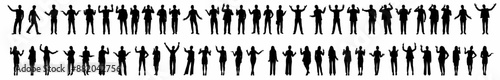 Businesspeople silhouette set. Business people with different poses isolated on white background. 