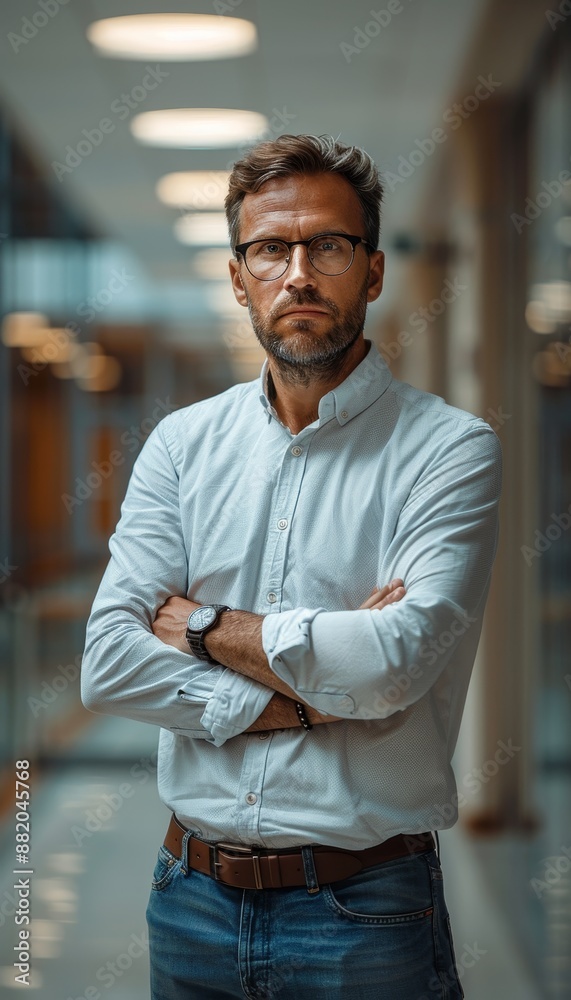 vertical portrait of male executive in modern office vertical portrait of male executive in modern office