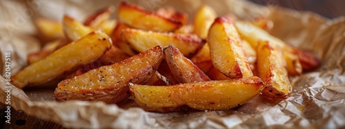 Crispy Golden French Fries on Parchment Paper