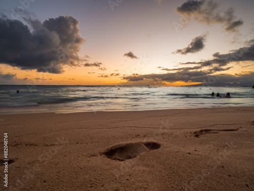 Kaimana Beach which is located close to Honolulu downtown and a good choice to ensure the beautiful sunset sky photo