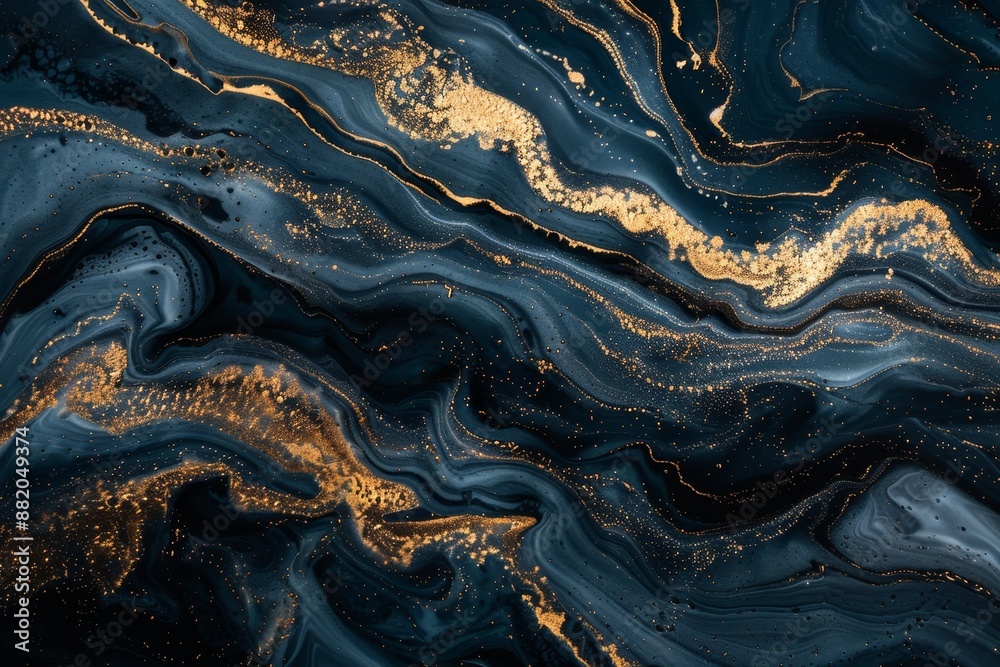 Dark blue waves in abstract ocean with golden foam. Marble effect background or texture. Dark blue waves in abstract ocean with golden foam. Marble effect background or texture.