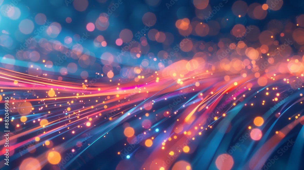 Obraz premium An abstract depiction of abstract optical fibers. High-speed internet connection based on light signals. 3D concept.
