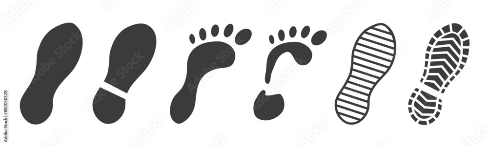 Set of different human footprints. The silhouette of footprints. footsteps icon. Icon set vector illustration. Set of different human footprints. The silhouette of footprints. footsteps icon. Icon set vector illustration.