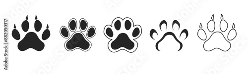Footprints for pets. Dog and cat. Animal track footprints. paw track. Footprint pattern. Cute black silhouette shape. Pet footprints.  illustration of footprints vector