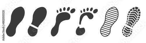 Set of different human footprints. The silhouette of footprints. footsteps icon. Icon set vector illustration.