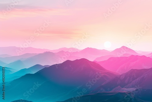 Stunning, abstract mountain landscape in sunrise. Minimalist landscape with blue gradients. Tatra mountains, Slovakia.
