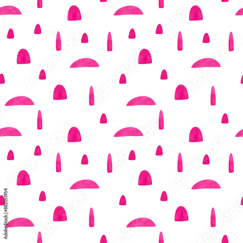 Childrens cute pattern. Seamless watercolor background, pink geometric ornament, for textile, fabric, wallpapers