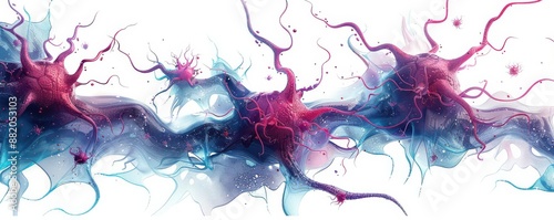 Neurons and synapses illustration, detailed view, neural connections, medical and scientific accuracy, anatomical study, isolated on white background