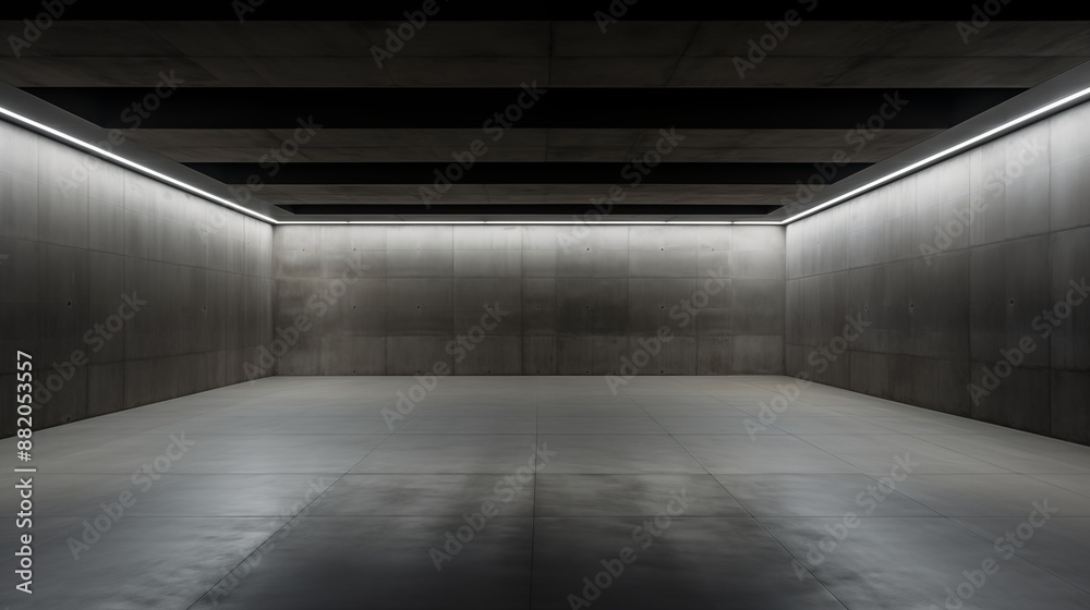 Modern Minimalist Concrete Room with Illuminated Ceiling Modern Minimalist Concrete Room with Illuminated Ceiling