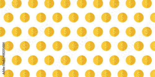 Seamless pattern with dollar coins vector.