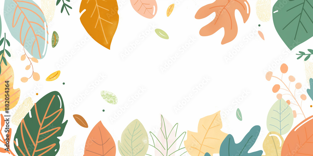 Fototapeta premium Bunte pastellfarbene Blätter Hintergrund Motiv Designillustration