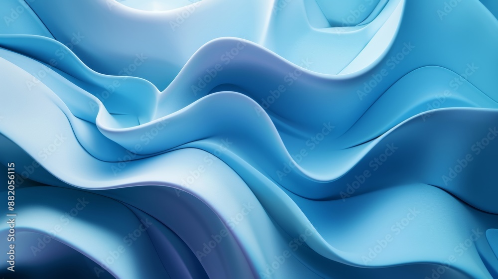 Fototapeta premium Blue surfaces with curves. Abstract 3D background.