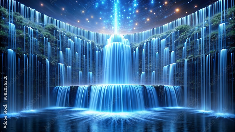 A cascading waterfall composed of flowing data streams, symbolizing the constant flow of information. A cascading waterfall composed of flowing data streams, symbolizing the constant flow of information.