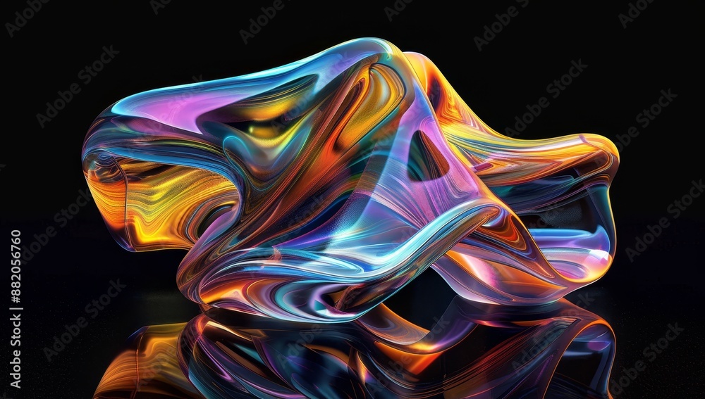Obraz premium Multicolor metallic abstract shape. Stock, generated, stock