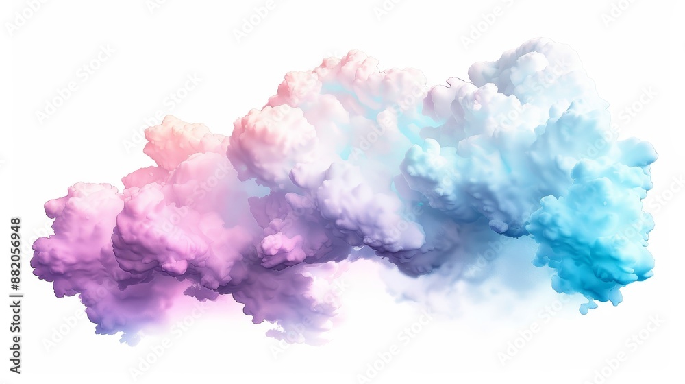 Fototapeta premium Neon light illuminates an abstract cloud in 3D.