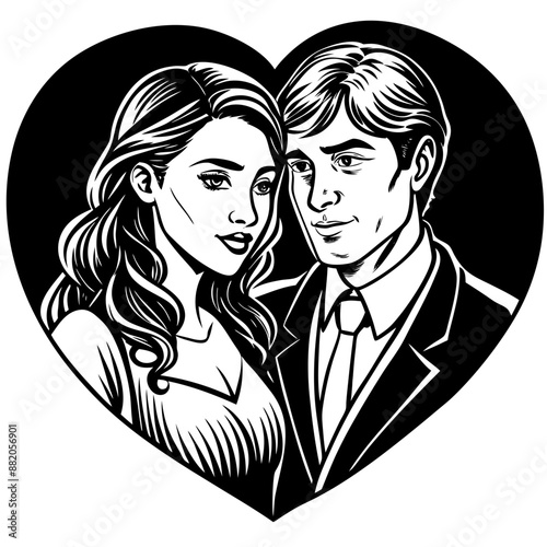 romantic couple love silhouette vector art