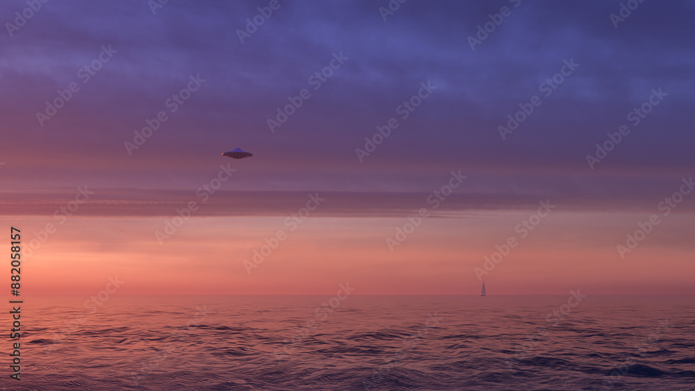3d render. UFO above the ocean
3d render. UFO above the ocean