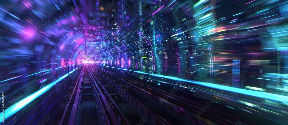 The abstract POV motion blur is accentuated by digital graphs and hexagonal grids with high-speed technology The abstract POV motion blur is accentuated by digital graphs and hexagonal grids with high-speed technology