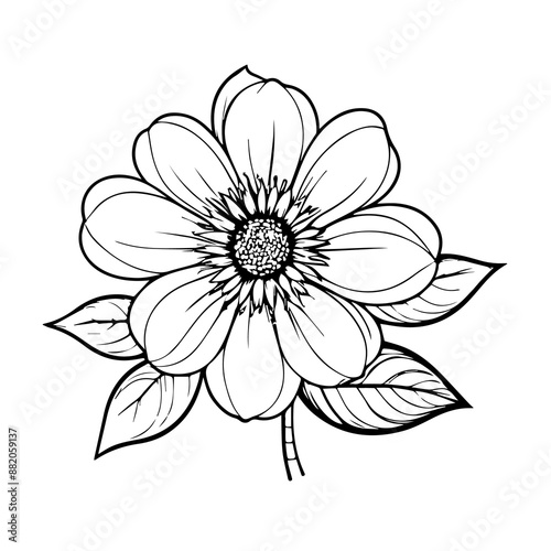 isolated on white background. Flower simple Vector illustration.