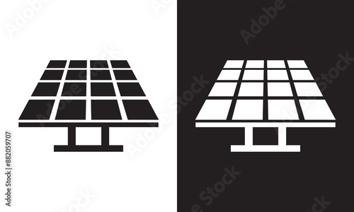 Photovoltaics icon isolated on white and black  background. Solar power concept. EPS 10