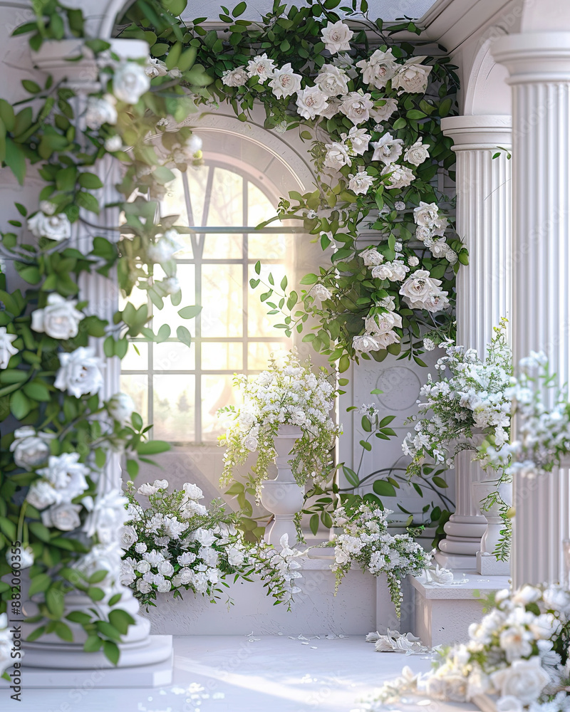 beautifull mediteranian white wedding flower backdrop for photography studio beautifull mediteranian white wedding flower backdrop for photography studio