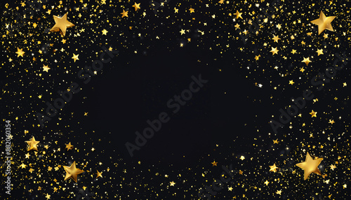 Ciel étoilé doré sur fond noir