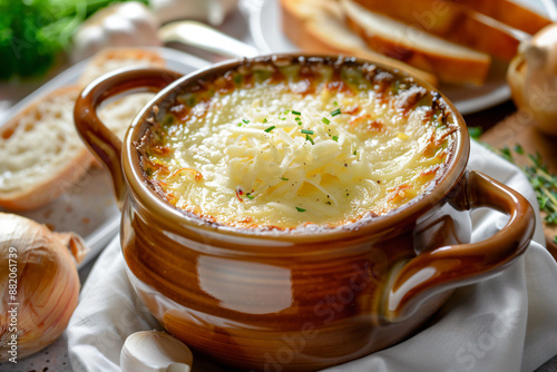 French Onion Soup with Gruyere Cheese.