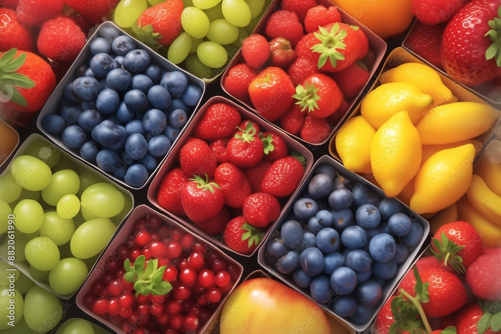 fresh fruits in boxes in the market fresh fruits in boxes in the market