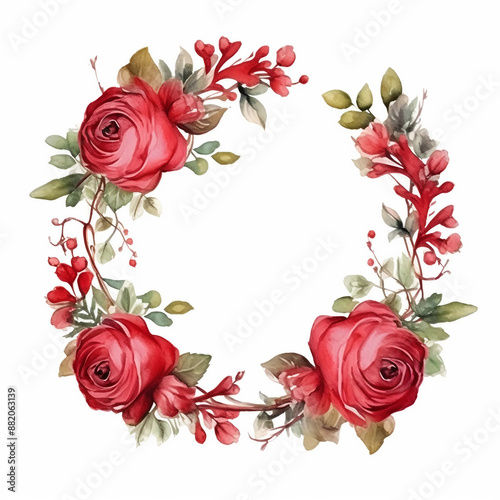 Wreath floral frame watercolor flowers