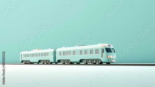 A train on a plain background. Minimal 3d style .
