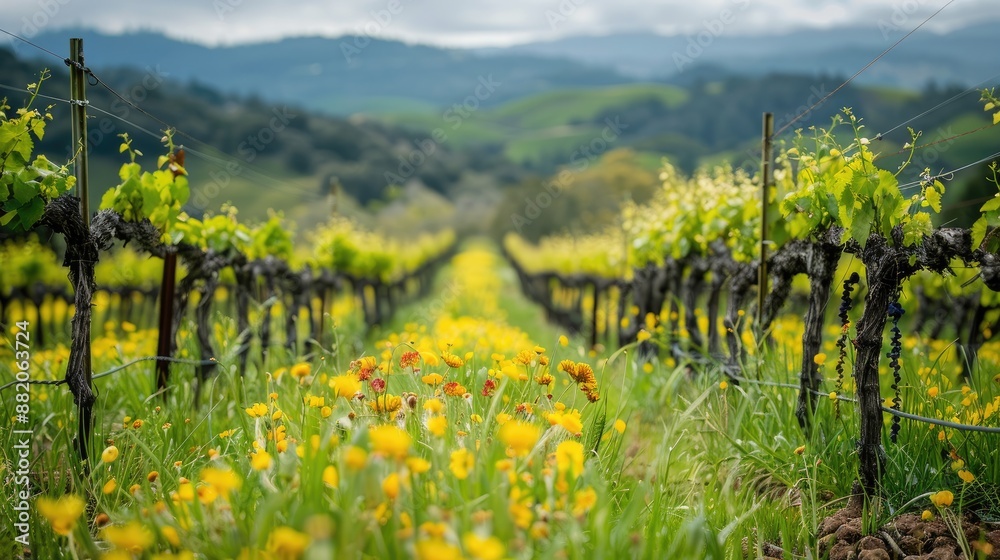 Fototapeta premium Enhancing Fertilization Methods on an Organic Vineyard
